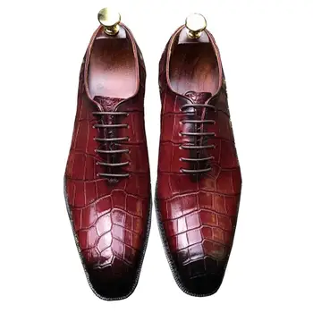 chue yeni timsah deri erkek ayakkabısı Kırmızı el yapımı erkek iş timsah deri erkek ayakkabısı timsah erkek ayakkabısı