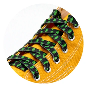 Coolstring 8MM düz tuval Polyester pamuk danteller siyah-yeşil dolar ısı Transfer baskı desen üst halatlar erkekler Sneaker kabloları