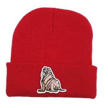 Deniz Aslan Nakış Kalınlaşmak Örme Şapka Kış Sıcak Şapka Skullies Kap Bere Şapka Erkekler ve Kadınlar için 103