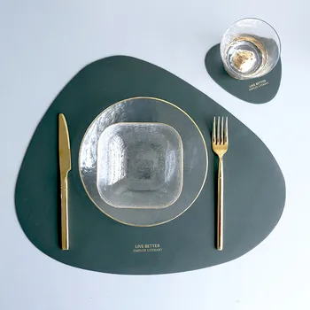 Deri Placemat yemek masası Su Geçirmez Yağa Dayanıklı Yalıtım Combinatio Sehpa Fincan Mat Mutfak noel ev dekoru