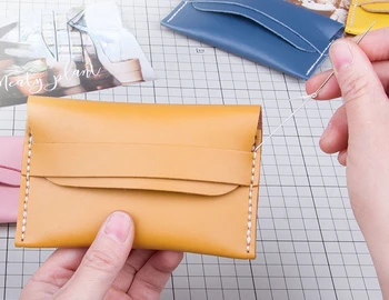 DIY Dikiş Deri Sıfır kart çantası Entegre Mini Kız Öğrenci Ultra ince Basit Büyük Kapasiteli Cüzdan Manuel Dıy Malzeme Çantası