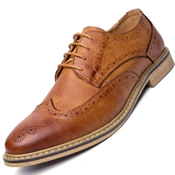 Erkek sosyal ayakkabı Brogues Ofis Ayakkabı Erkek Elbise Ayakkabı Deri Oxford Ayakkabı Erkekler için İtalyan resmi kıyafet Ayakkabı Kahverengi Siyah Haki
