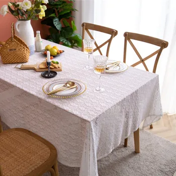 Fransız Dantel Masa Örtüsü İskandinav Masa Örtüsü Masa Örtüsü Delikli Dikdörtgen Masa Örtüleri Parça masa Örtüleri Düğün