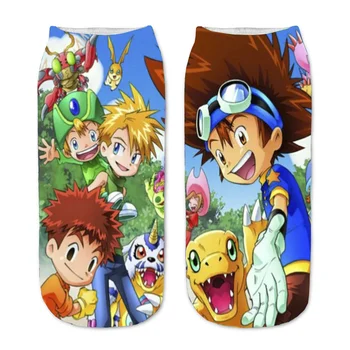 Genç Kısa Çorap Kawaii Ayak Bileği Çorap Anime Digimon Macera 3D Baskılı Karikatür Düz Çorap Erkekler Kadınlar Kısa Çorap