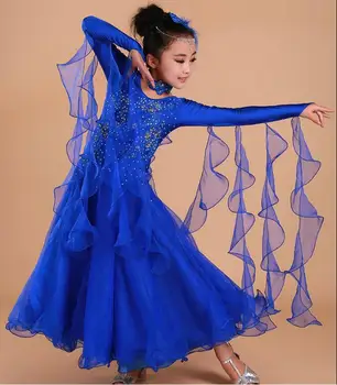 Grils Modern Dans elbise Çocuk Vals Standart dans Performansı Sahne Tırmanmak Balo Salonu
