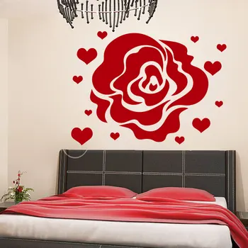 Gül Çiçek Desen Duvar Çıkartması Ana Yatak Odası Başlık Kalp Duvar Sticker Çocuk Odaları İçin sanatsal fresk Tasarım Ev Dekor DIY SYY707