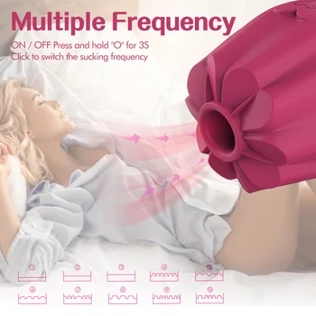 Gül Şekli Vajinal Emme Vibratörler Erotik Meme Enayi Oral Enayi Klitoris Stimülasyon Güçlü Vibratörler Seks Oyuncakları Kadınlar için