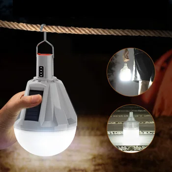 Güneş LED acil ışık çok fonksiyonlu kanca ile kamp lambası su geçirmez güç ekran USB şarj edilebilir açık ekipman için