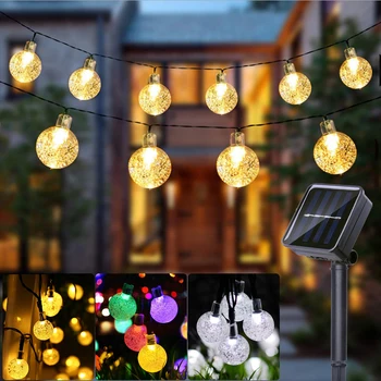 Güneş ışığı Kristal top 6.5 m 11m LED Dize İşıklar Peri İşıklar Garlands Noel Partisi İçin Açık Dekorasyon