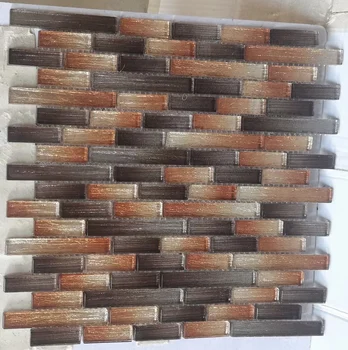 Haki Kahverengi Turuncu Kristal Cam Mozaik Karo Backsplash Mutfak Banyo Duvar Karoları YUEXİN21
