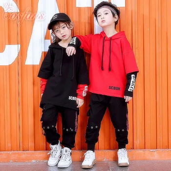 Hip hop dans çocuklar Kore Tarzı Caz dans kostümü hip hop giysileri Çocuk Pop Sokak Dans Giyim Takım Elbise çocuklar için Erkek Kız sahne