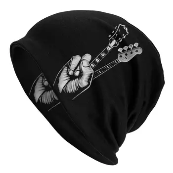 Hipster Bas Gitar Parmak Gitar Kaput Şapka Örme Şapka Vintage Skullies bere Unisex Yetişkin Bahar Sıcak Kafa Wrap Caps