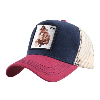 Ilkbahar Yaz Net güneşlik şapka Kadın Erkek Nefes Örgü beyzbol şapkası Hayvan Tilki İşlemeli Snapback Kapaklar Hip Hop Şapka Kemik
