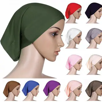 İslam Müslüman kadın başörtüsü Pamuk Underscarf Başörtüsü Kapak Headwrap Kaput Düz Hicap