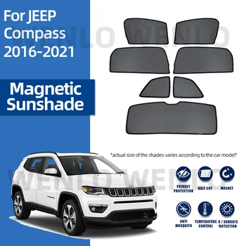 Jeep Pusula 2016-2021 için Yan Pencere Güneş Manyetik Perdeler Cam Güneşlik Araba Gölgeleme Klip Kapağı İç Örgü