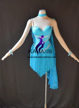 KAKA-L1567, Kadın Dans Giyim, Kız Saçak Latin Elbise, Salsa Elbise Tango Samba Rumba Chacha Elbise, Dans Latin elbise