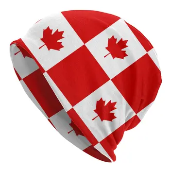 Kanada Kırmızı Damalı Kurulu Kaput Şapka Örme Şapka Sonbahar Kış Bayrak Günü Açık Skullies bere şapkalar Yetişkin Sıcak Çift kullanımlı Kapaklar