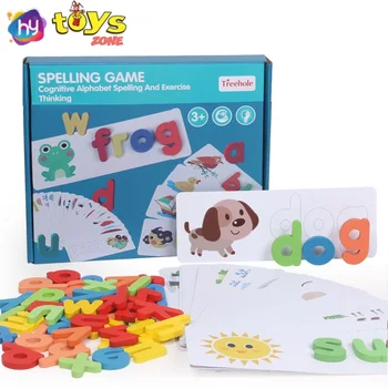 Kids Houten Spelling Puzzel Spel Voorschoolse Leren Alfabet Woorden Montessori Vroege Educatief Houten Speelgoed Voor Kinderen