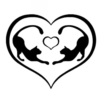Kişilik Araba Çıkartmaları Romantik Aşk Kedi PVC Araba Dekorasyon Aksesuarları Yaratıcı Su Geçirmez Yaratıcı Güneş Koruyucu Siyah / beyaz