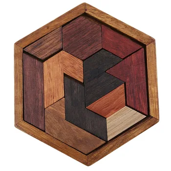 Komik Bulmacalar Ahşap Geometrik Anormallik Şekil Bulmaca Ahşap Oyuncaklar Tangram / Jigsaw Kurulu Çocuk Çocuk Eğitici Oyuncaklar Boys için