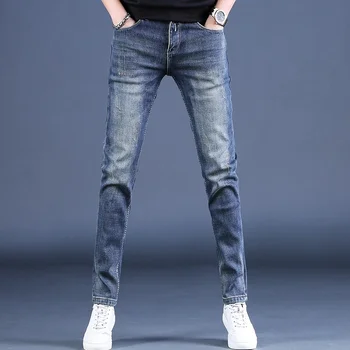 Kot Erkekler Moda Rahat Pantolon Mavi Düz Fit Jean Streetwear Giyim Klasik Erkek Kot Pantolon pantalones hombre vaqueros