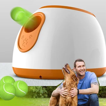 Köpek Tenis Launcher Otomatik Atma Makinesi Pet Köpekler Topu Oyuncaklar Atmak Cihazı 3/6/9 m Bölüm Emisyon ile 3 Topları Köpek Eğitim