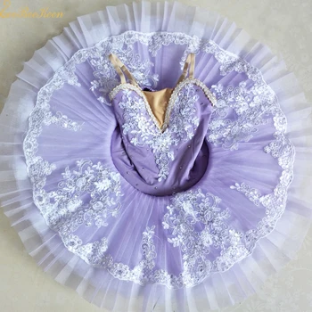 Kızlar Bale Tutu Dans Elbise Çocuk Bailarina Dantel Mor Tutu bale kostümü Yetişkin Bale Giyim Çocuk Kuğu Bale Elbise