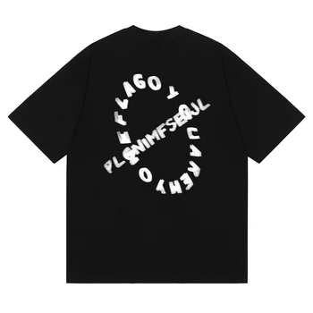 LACIBLE Harajuku Eksik Harfler Grafik T Shirt Streetwear Boy Gevşek Casual Pamuk Tees Gömlek Erkekler Yaz Kısa Kollu