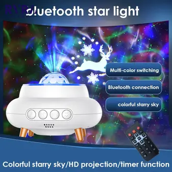 Lazer Elk Su Dalgası Yıldızlı Gökyüzü Projektör Renkli Yıldızlı Gökyüzü Galaxy Projeksiyon Lambaları Romantik Müzik Atmosferi İle Gece Lambası