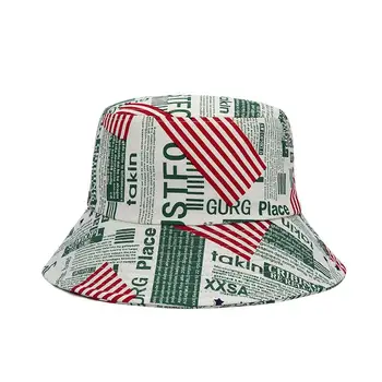 LDSLYJR Pamuk Bayrak Baskı Kova Şapka Balıkçı Şapka Açık Seyahat Şapka güneşlikli kep Şapka Erkekler ve Kadınlar için 384
