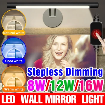 LED banyo aynası ışık makyaj masası lambası 3 Renk Dokunmatik Karartma USB Vanity ışık dekorasyonu Yatak odası boy aynası Duvar Lambası
