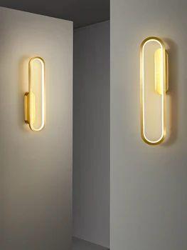 Led duvar Lambası Yatak Odası Başucu Modern Basit Oturma Odası Bar Duvar Lambası İskandinav Koridor Koridor Altın İç dekor lambası Aydınlatma