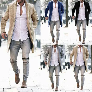 LIBIELIY erkek Yün Ceket Sıcak Ceket Kış Siper Uzun Dış Giyim Düğmesi Akıllı Palto Mont Erkek Kumaş Ceket Yüksek Kaliteli Marka