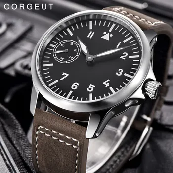 Lüks üst marka Corgeut Mekanik İzle erkekler 17 Jewels 6497 El Sarma mekanik saatler aydınlık Erkek kol saatleri