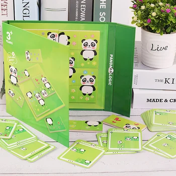 Manyetik Montessori Panda Ahşap Bloklar Taşınabilir Mantıksal Düşünme Konsantrasyon Manyetik Kitap Etkileşim Bulmacalar Oyuncak