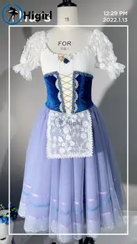 Mavi Köylü Varyasyon La Fille Mal Gardee Profesyonel Romantik Tutu Elbise Bale Kostüm BT4152