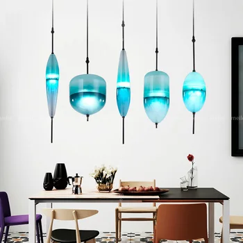 Mavi okyanus yemek odası avize cam Modern Bar oturma odası yemek odası yaratıcı kolye ışıkları ev dekor