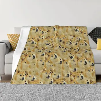 Meme battaniye pazen Doge kolaj serin rahat yumuşak polar yatak örtüsü