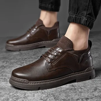 Mikrofiber Deri El Yapımı gündelik erkek ayakkabısı Nefes Flats erkek spor ayakkabılar erkek İş yürüyüş ayakkabısı Erkekler için Çizmeler