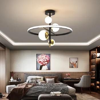 Modern led tavan ışıkları oturma odası yatak odası çalışma odası için 90-260V led kapalı Tavan Lambası fikstür Siyah Altın Rengi