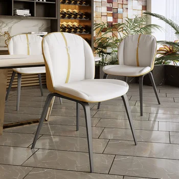 Modern Minimalist Metal Sandalye Deri Yemek Lüks Yemek Odası Tasarım Sandalye İskandinav Beyaz Cadeiras De Jantar Ev Mobilyaları