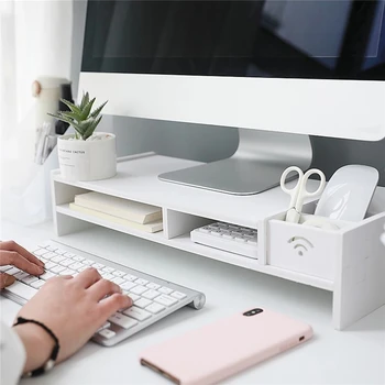 Modern Çok Fonksiyonlu Bilgisayar laptop monitörü Artırmak Raf Monitör Yükseltme Braketi depolama çekmecesi Ofis Malzemeleri için