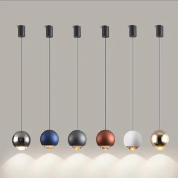 Modern ışık lüks 7W Metal topu LED avize AC90-260V uzun çizgi yatak odası mutfak restoran Bar dekoratif asılı ışıklar