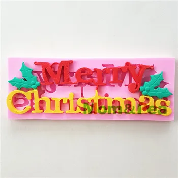 Mom & Bezelye 1053 Ücretsiz Kargo Merry Christmas Şekilli Silikon Kalıp Kek Dekorasyon Fondan Kek 3D Kalıp Gıda Sınıfı