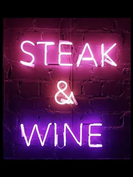 Neon Burcu Biftek Şarap ekran ışık reklam parlak Süslemeleri odası duvar Moda LOGO ücretsiz tasarım Darbe ışık çekmek