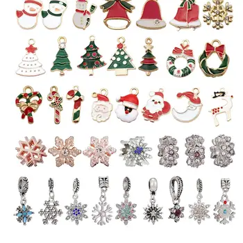 Noel Advent 24 Takvim Bilezik moda takı yapma malzemeleri DIY Renkli Charm kolye uçları Benzersiz Hediye