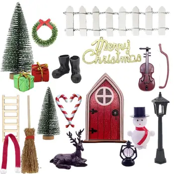 Noel Minyatür Kapı / Noel Süslemeleri Minyatür Tiny Diş Peri Kapı Kiti / Noel Peri Bahçe Aksesuarları ile C