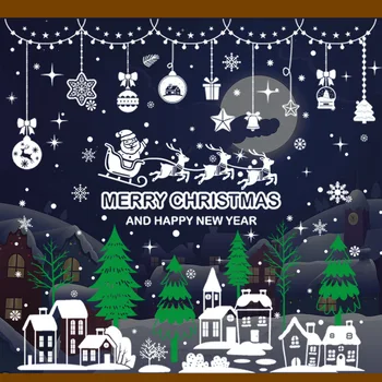 Noel Pencere Çıkartmaları Noel Süslemeleri Ev İçin 2023 Noel Duvar Sticker Çocuk Odası Navidad Yeni Yıl 2023
