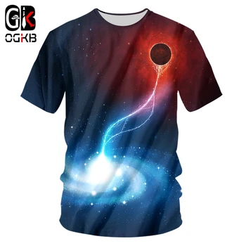 OGKB Yeni Yıldızlı Gökyüzü 3d Baskılı T Shirt Erkek Yaz Rahat erkek T-shirt Tees Komik Streetwear Galaxy Uzay Tshirt Büyük Boy