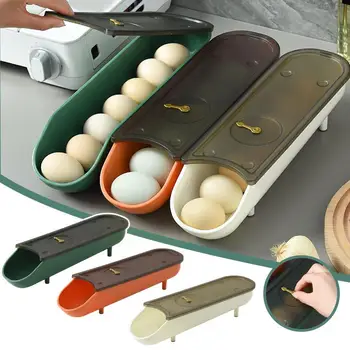 Otomatik Haddeleme Yumurta saklama kutusu şeffaf plastik saklama kabı Sepeti Depolama Tepsisi Mutfak Tutucu Buzdolabı Karton Yumurta Organiza W8O5